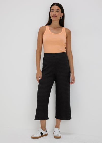 Black Textured Crop Trousers