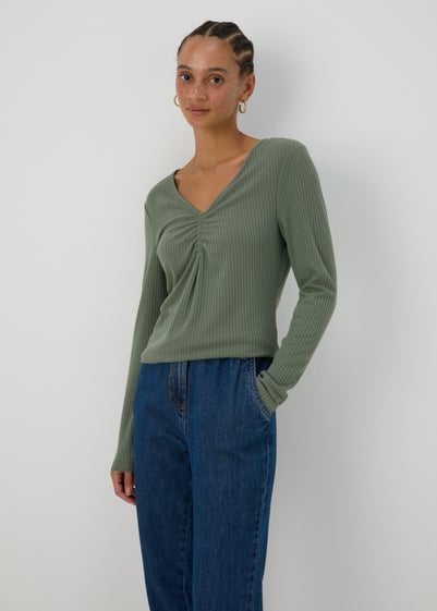 Green Ruched Front Top