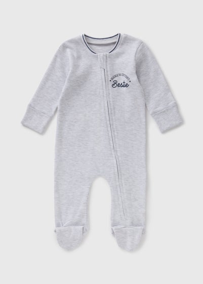 Baby Grey Zipped Sleepsuit (Newborn-18mths)