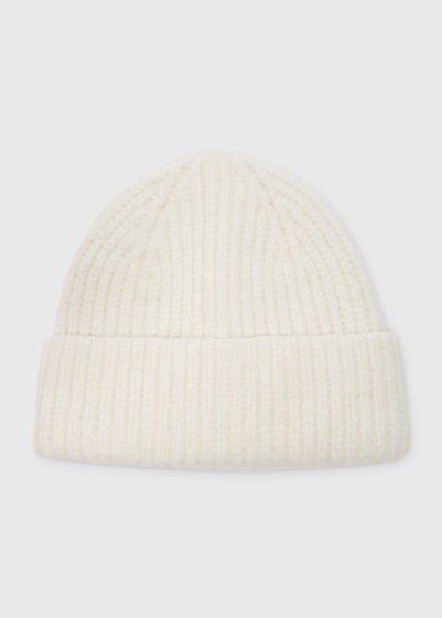 Cream Ribbed Beanie