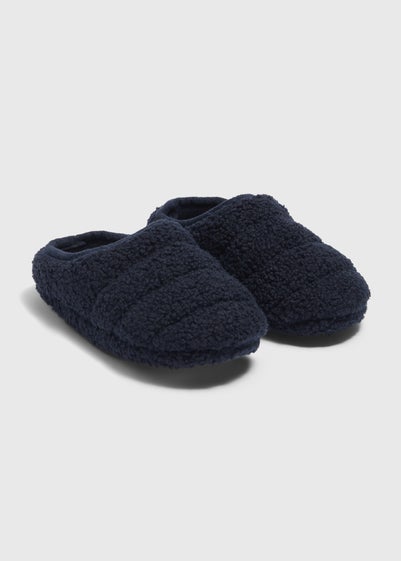 Kids Navy Borg Mule Slippers (Younger 10-Older 6)