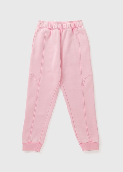 Girls Pink Acid Wash Jogging Bottoms (7-15yrs)