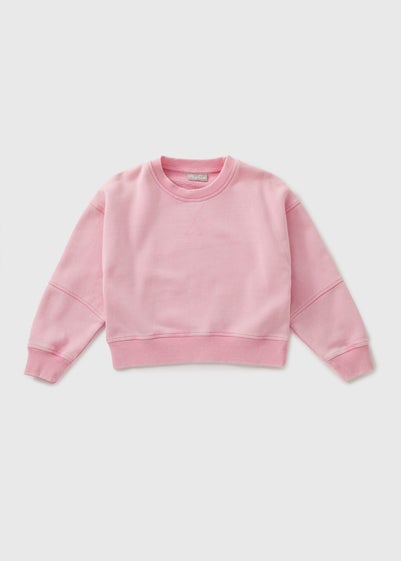 Girls Pink Acid Wash Sweatshirt (7-15yrs)