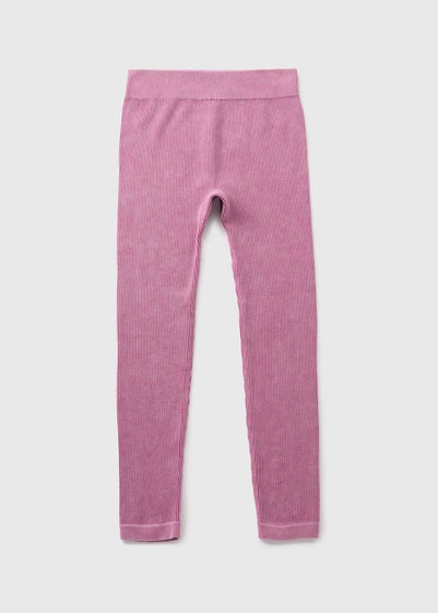 Girls Pink Acid Wash Seamless Leggings (7-15yrs)