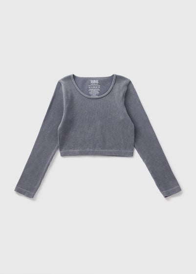 Girls Grey Seamless Long Sleeve Top (7-15yrs)