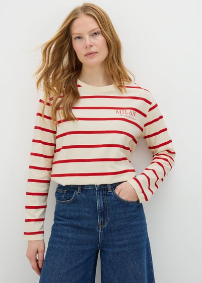 Cream Stripe Milan Long Sleeve Top