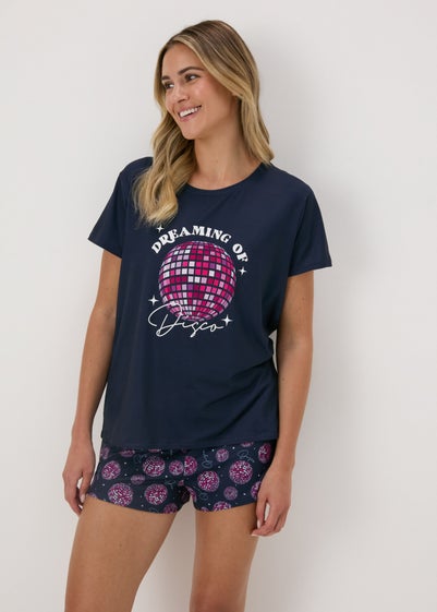 Navy Disco Print Pyjama Set