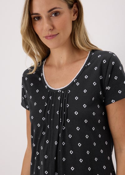 Black Abstract Print Nightie