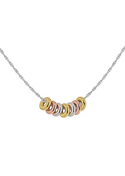 Golden Moments Sterling Silver 3-Colour Rings 'Prince of Wales' Chain Necklace