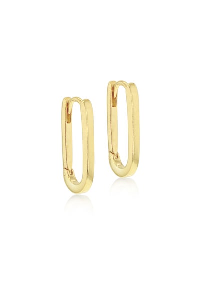 Golden Moments Sterling Silver Yellow Gold Plated Rectangular Hoop Creole Earrings