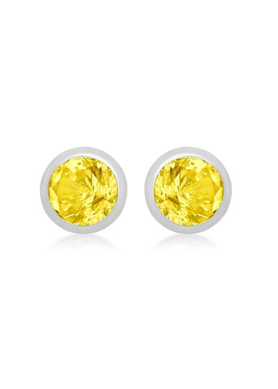 Golden Moments Sterling Silver CZ November Birthstone Stud Earrings