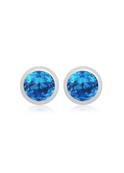 Golden Moments Sterling Silver CZ December Birthstone Stud Earrings