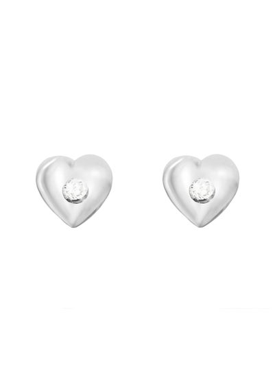 Golden Moments Sterling Silver Diamond Heart Stud Earrings