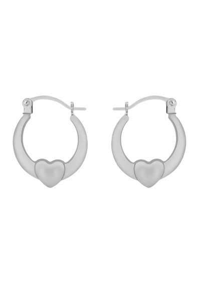 Golden Moments Sterling Silver Heart Creole Earrings