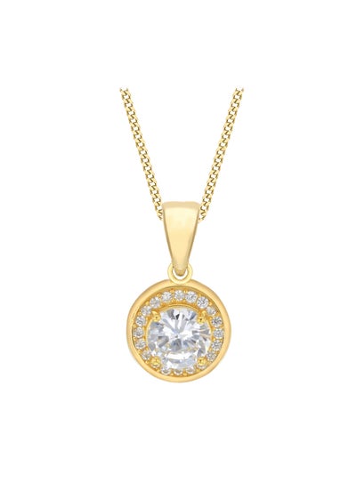 Golden Moments Yellow Gold Plated CZ Halo Necklace