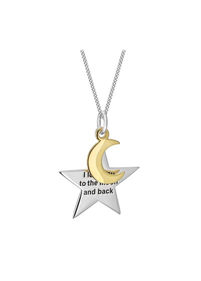 Golden Moments Sterling Silver with Plated 'Star and Moon' Necklace