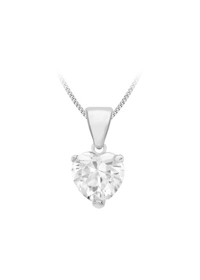 Golden Moments Sterling Silver White CZ Heart Necklace