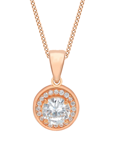 Golden Moments Rose Gold Plated CZ Halo Necklace