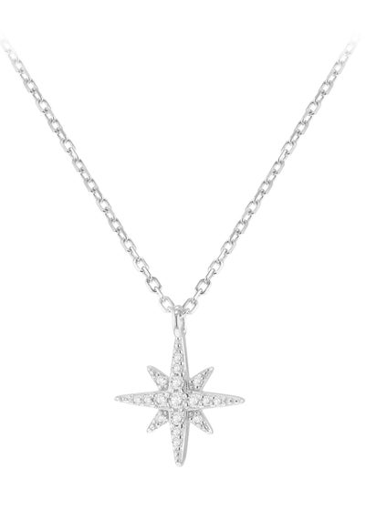 Golden Moments Sterling Silver Star with CZ Necklace