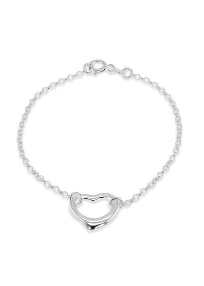 Golden Moments Sterling Silver Heart-Charm Belcher Bracelet