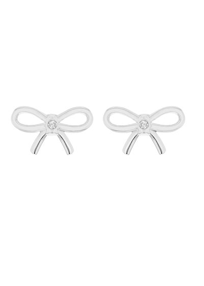 Golden Moments Sterling Silver Diamond Bow Stud Earrings