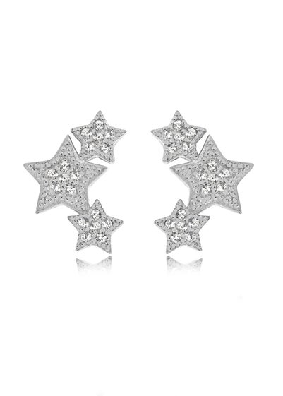 Golden Moments Sterling Silver CZ Star Earrings