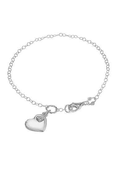 Golden Moments Sterling Silver CZ Heart Bracelet