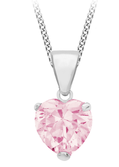 Golden Moments Pink CZ Heart Necklace