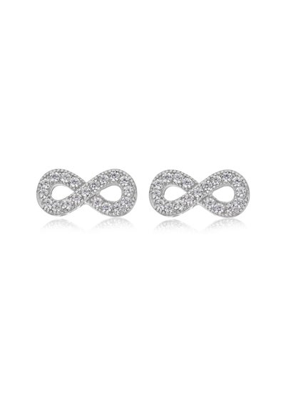 Golden Moments Sterling Silver CZ  'Infinity' Stud Earrings