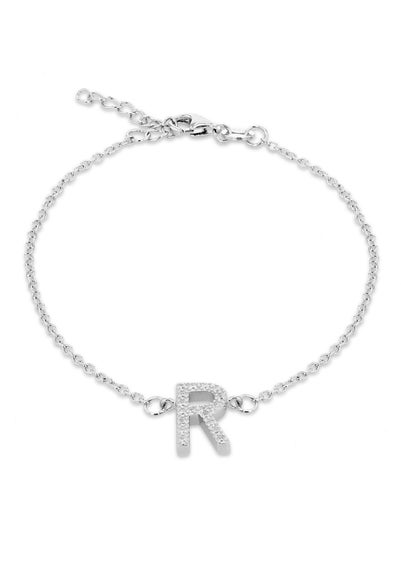 Golden Moments Sterling Silver CZ 'R' Initial Bracelet