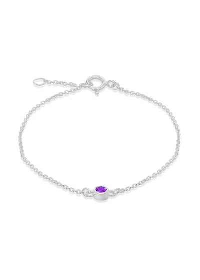 Golden Moments Sterling Silver CZ February Birthstone Bracelet