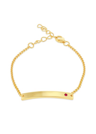 Golden Moments Gold Plated ID Bar July Birthstone CZ Bracelet