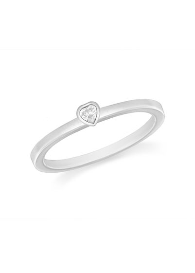 Golden Moments Sterling Silver White CZ Heart Ring