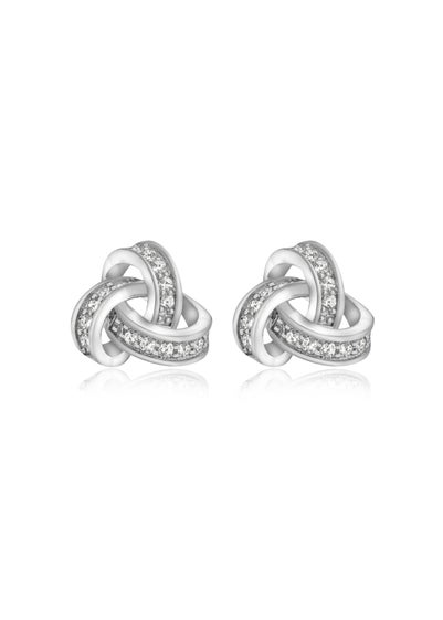 Golden Moments Sterling Silver CZ Knot Earrings