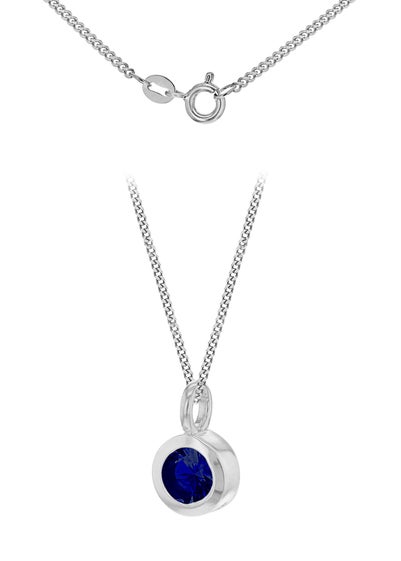 Golden Moments Sterling Silver CZ  September Birthstone Necklace