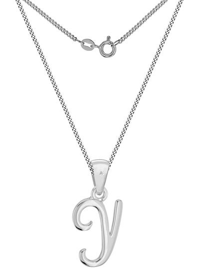 Golden Moments Sterling Silver Diamond 'Y' Initial Necklace