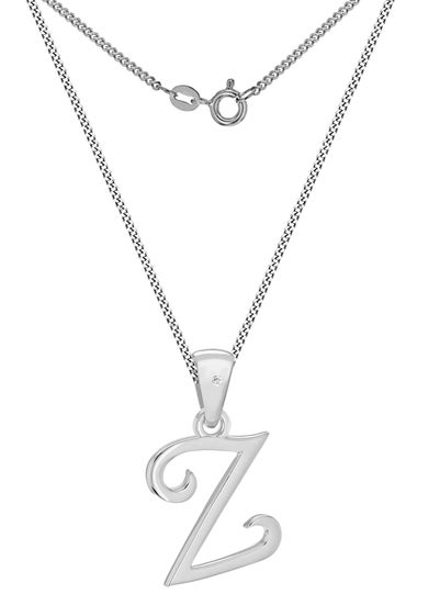 Golden Moments Sterling Silver Diamond 'Z' Initial Necklace