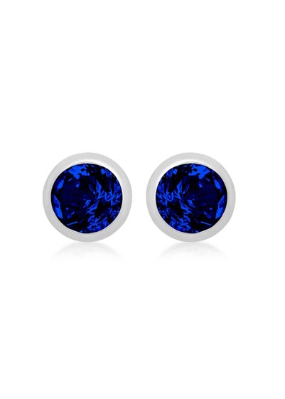 Golden Moments Sterling Silver CZ September Birthstone Stud Earrings