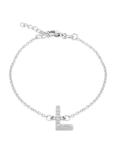 Golden Moments Sterling Silver CZ 'L' Initial Bracelet