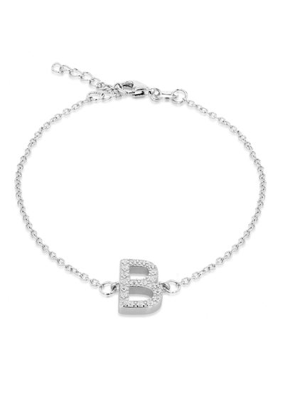 Golden Moments Sterling Silver CZ 'B' Initial Bracelet