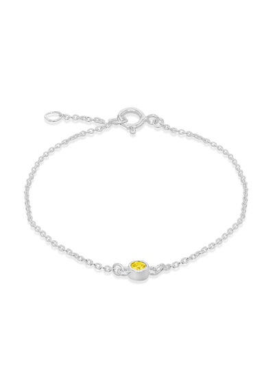 Golden Moments Sterling Silver CZ November Birthstone Bracelet