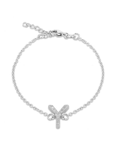 Golden Moments Sterling Silver CZ 'Y' Initial Bracelet