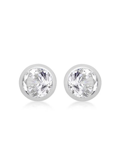 Golden Moments Sterling Silver CZ April Birthstone Stud Earrings