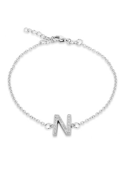 Golden Moments Sterling Silver CZ 'N' Initial Bracelet