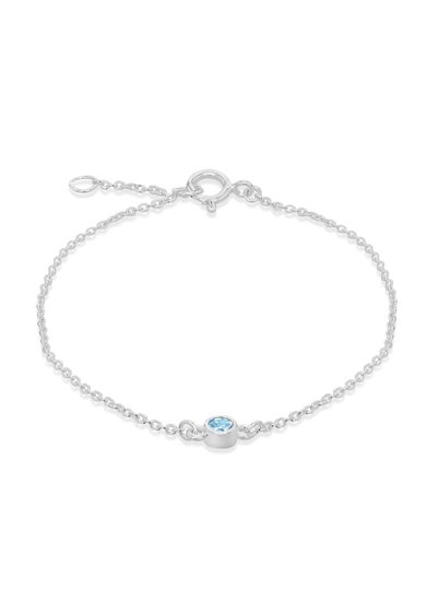 Golden Moments Sterling Silver CZ March Birthstone Bracelet