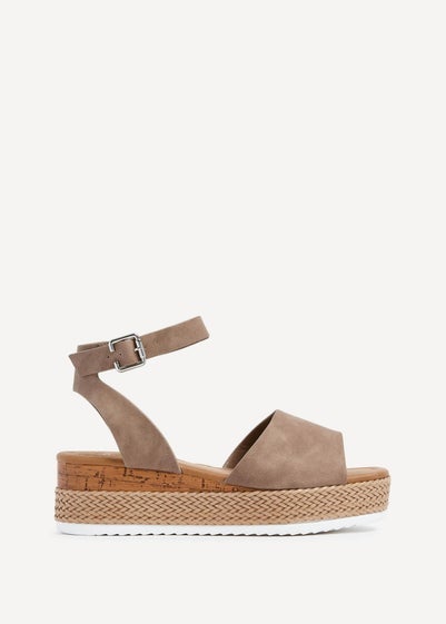 Linzi Shore Wide Fit Taupe Flatform Sandal