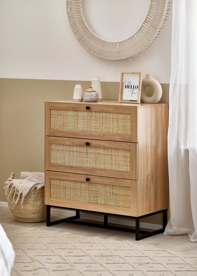 Julian Bowen Padstow 3 Drawer Chest in Brown (90 x 80 x 40cm)