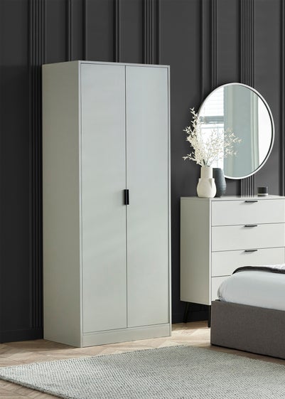 Julian Bowen Alba 2 Door Wardrobe Soft Close in Silk Grey (202 x 77 x 53cm)