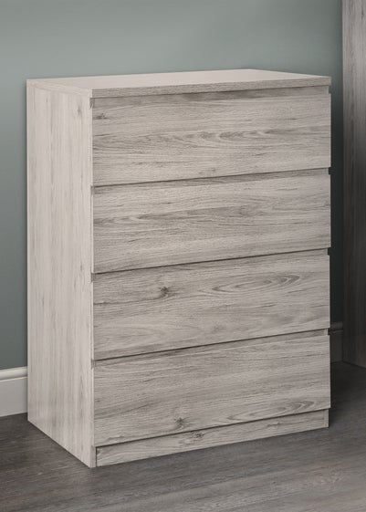 Julian Bowen Jupiter 4 Drawer Chest in Grey Oak (111 x 82 x 50cm)