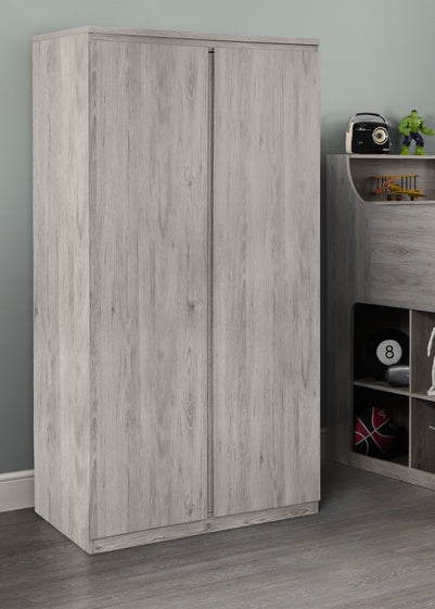 Julian Bowen Jupiter 2 Door Wardrobe in Grey Oak (191x 101 x 57cm)